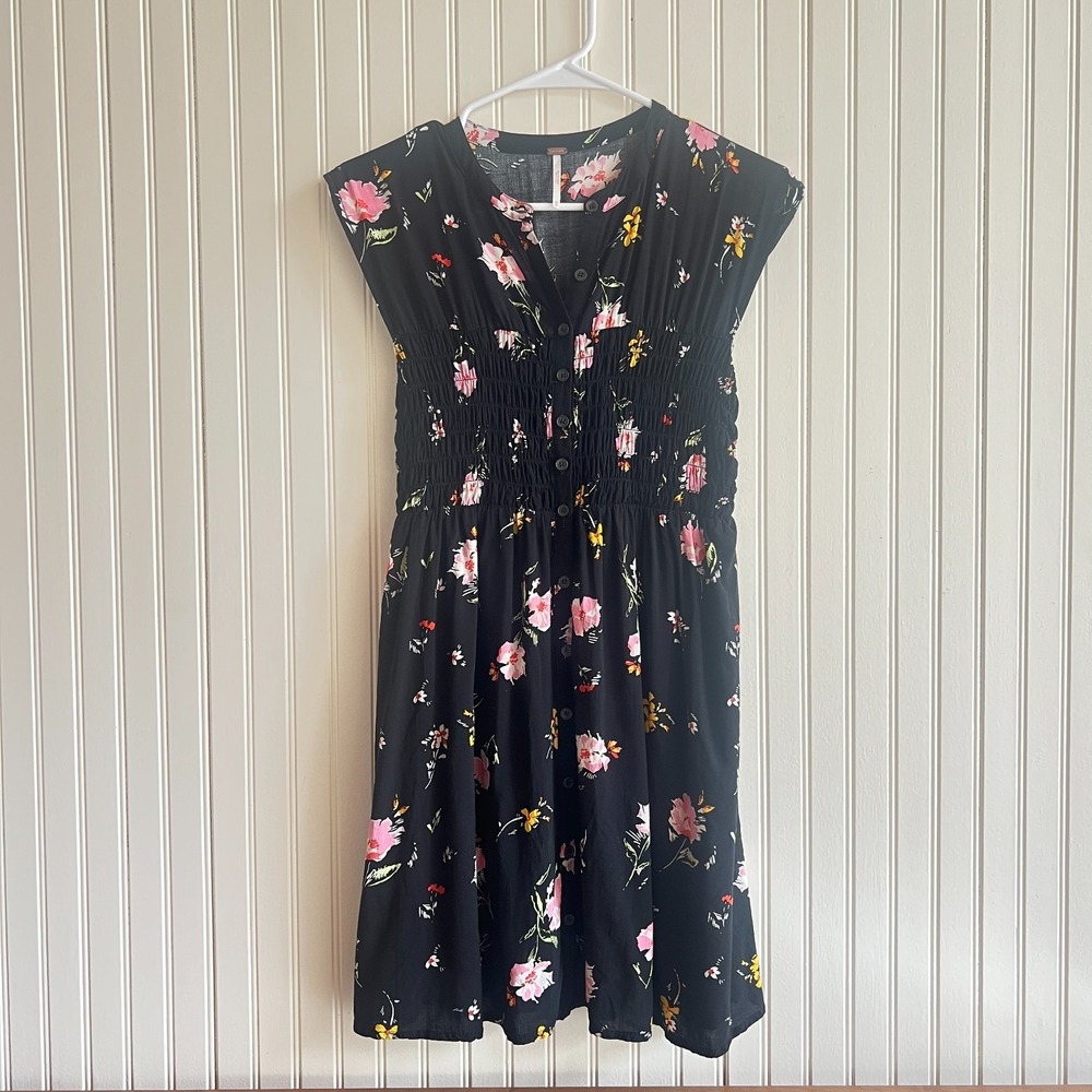 Free People Mini‎ Floral Print Boho Dress - Size XS - Elastic Waist